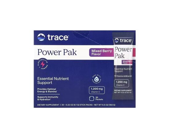 Витаминно-минеральный комплекс Trace Электролиты, вкус ягод, Power Pak, 30 пакетов по 6 гр (TMR00287)