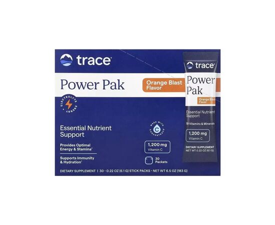 Витаминно-минеральный комплекс Trace Электролиты, вкус апельсина, Power Pak, 30 пакетов по 6 гр (TMR00053)