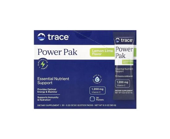 Витаминно-минеральный комплекс Trace Электролиты, вкус лимон-лайм, Electrolyte Stamina PowerPak, 30 пакето (TMR00052)