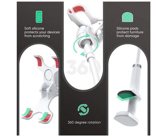 Держатель для смартфонов Ugreen LP113 Multifunction Phone Clip Stand White (30488), изображение 4