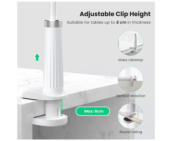 Держатель для смартфонов Ugreen LP113 Multifunction Phone Clip Stand White (30488), изображение 5
