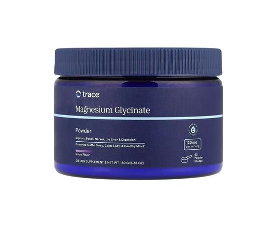 Витаминно-минеральный комплекс Trace Магний глицинат, вкус винограда, Magnesium Glycinate Powder, 180 гр (TMR00888)