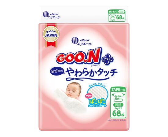 Подгузники GOO.N Plus для новонароджених Розмір 1 (NB), до 5 кг, 68 шт (21001495)