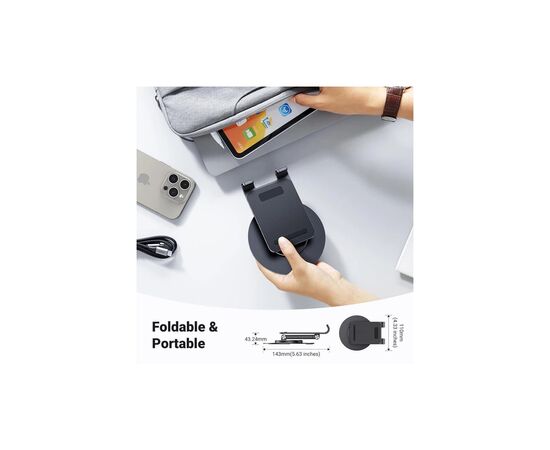 Подставка для планшета и телефона LP805 Swivel & Foldable Multi-Angle Phone Stand Black Ugreen (35152), изображение 7