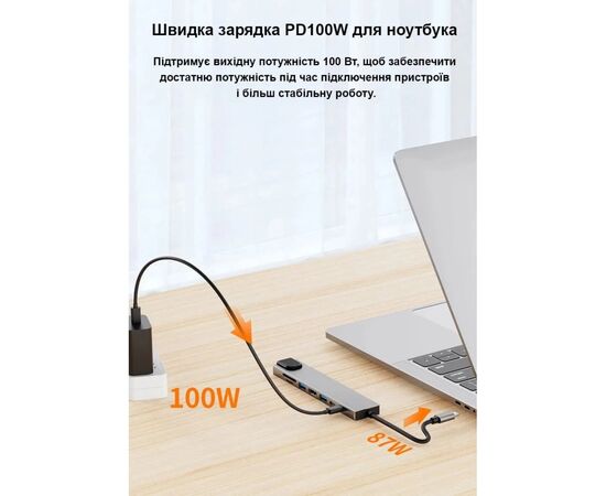 Концентратор Dynamode USB-C 8-in-1 HDMI 4K30Hz + 1xRJ45 + 1xUSB 3.0 + 1xUSB 2.0 + 1xUSB-C PD (BYL-2017L), изображение 11