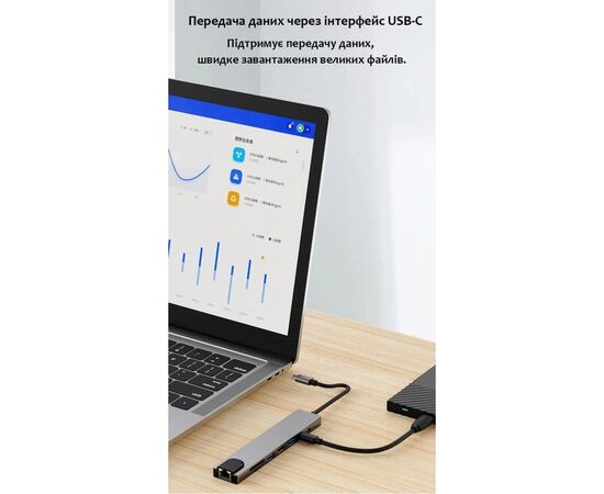 Концентратор Dynamode USB-C 8-in-1 HDMI 4K30Hz + 1xRJ45 + 1xUSB 3.0 + 1xUSB 2.0 + 1xUSB-C PD (BYL-2017L), изображение 12