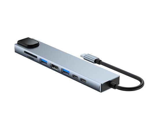 Концентратор Dynamode USB-C 8-in-1 HDMI 4K30Hz + 1xRJ45 + 1xUSB 3.0 + 1xUSB 2.0 + 1xUSB-C PD (BYL-2017L), изображение 2