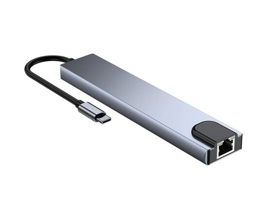 Концентратор Dynamode USB-C 8-in-1 HDMI 4K30Hz + 1xRJ45 + 1xUSB 3.0 + 1xUSB 2.0 + 1xUSB-C PD (BYL-2017L), изображение 3