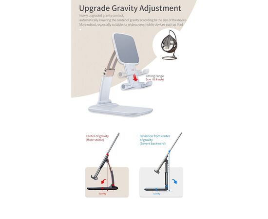Подставка для планшета и телефона Knight Foldable Desk Mobile Phone Holder Stand (Plastic) Black Essager (EZJZM-QSSJ01), изображение 10