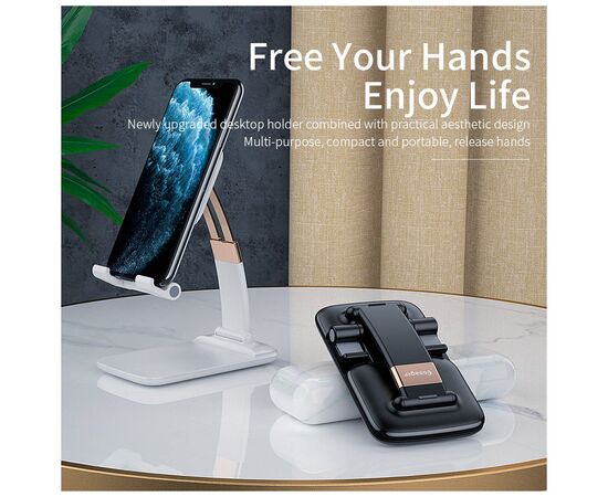 Подставка для планшета и телефона Knight Foldable Desk Mobile Phone Holder Stand (Plastic) Black Essager (EZJZM-QSSJ01), изображение 4