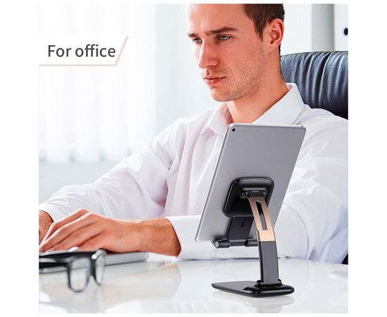 Подставка для планшета и телефона Knight Foldable Desk Mobile Phone Holder Stand (Plastic) Black Essager (EZJZM-QSSJ01), изображение 8