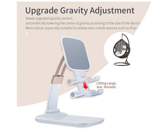 Подставка для планшета и телефона Knight Foldable Desk Mobile Phone Holder Stand (Plastic) White Essager (EZJZM-QSSJ02), изображение 6