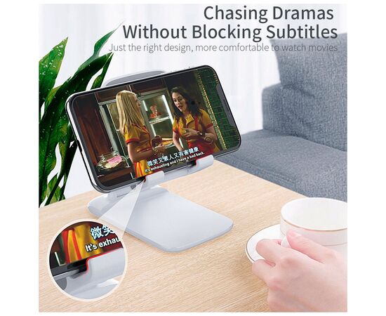 Подставка для планшета и телефона Knight Foldable Desk Mobile Phone Holder Stand (Plastic) White Essager (EZJZM-QSSJ02), изображение 7