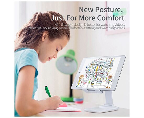 Подставка для планшета и телефона Knight Foldable Desk Mobile Phone Holder Stand (Plastic) White Essager (EZJZM-QSSJ02), изображение 8