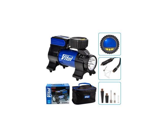 Автомобильный компрессор VITOL K-22 100psi/14Amp/37л (K-22), изображение 2