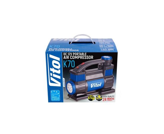 Автомобильный компрессор VITOL K-70 150psi/25Amp /90л (K-70), изображение 8