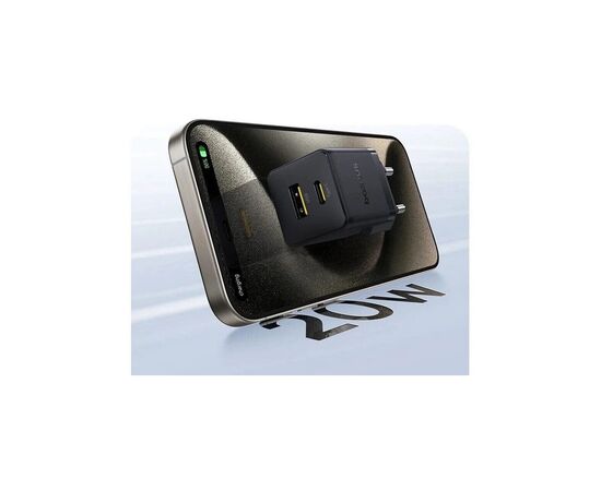 Зарядний пристрій Baseus 1xUSB-C PD20W + 1xUSB + cable USB-C to USB-C white (P10111608113-01), зображення 8