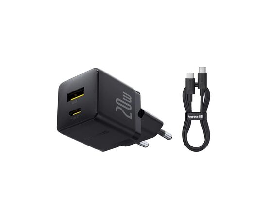 Зарядний пристрій Baseus 1xUSB-C PD20W + 1xUSB + cable USB-C to USB-C white (P10111608113-01)