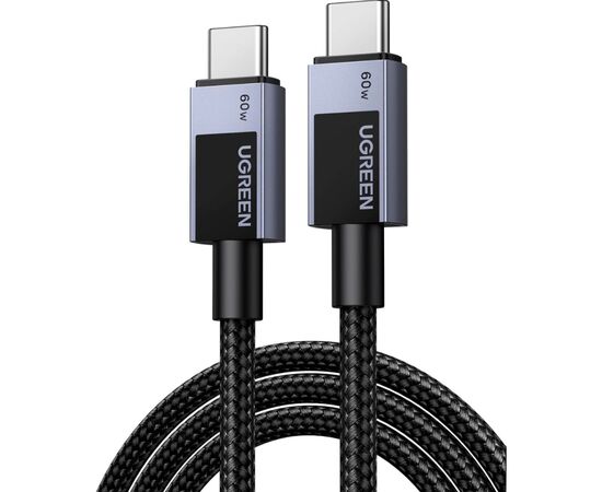 Дата кабель USB-C to USB-C 2.0m PD60W 3A braided L524 gray Ugreen (55775)