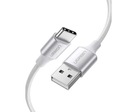 Дата кабель USB 2.0 AM to USB-C 0.25m 3A braided US288 white Ugreen (60129)