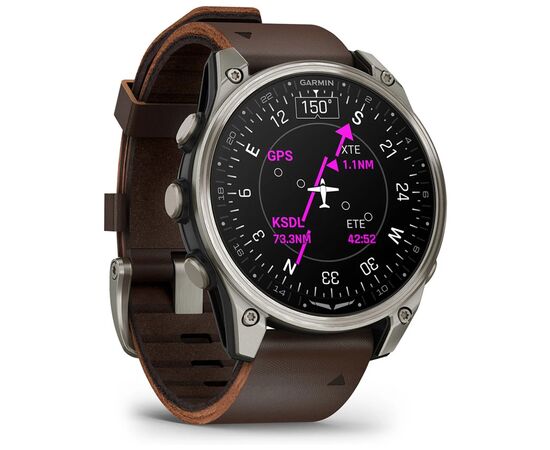 Смарт-часы Garmin D2 Mach 2, 47mm, Saph, Bare Ti/Blk w/LthrBd, GPS (010-02904-31), изображение 3