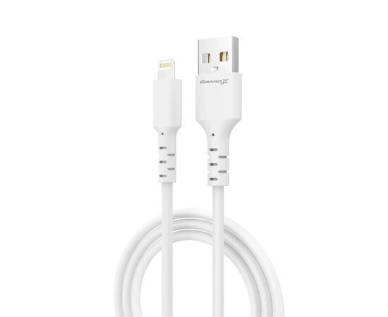 Дата кабель USB 2.0 AM to Lightning 1.0m 2.4A white Grand-X (PL-05W), изображение 2