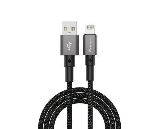 Дата кабель USB 2.0 AM to Lightning 1.0m 2.4A black Grand-X (PL-08B)