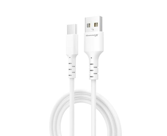 Дата кабель USB 2.0 AM to USB-C 1.0m 3A white Grand-X (PC-05W), изображение 2