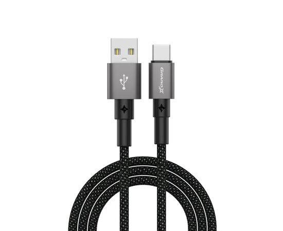 Дата кабель USB 2.0 AM to USB-C 1.0m 3A nylon black Grand-X (PC-08B)