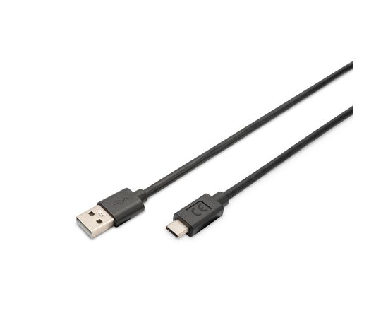 Дата кабель USB 2.0 AM to USB-C 3.0m black Digitus (AK-300148-030-S)