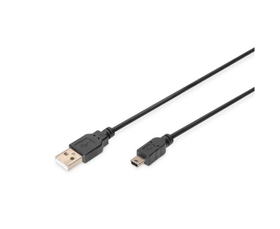 Дата кабель USB 2.0 AM to Mini 5P 3.0m black Digitus (AK-300130-030-S)