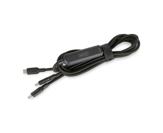 Дата кабель USB-C to 2xUSB-C 1.8m 140W black Digitus (AK-300170-018-S), изображение 4