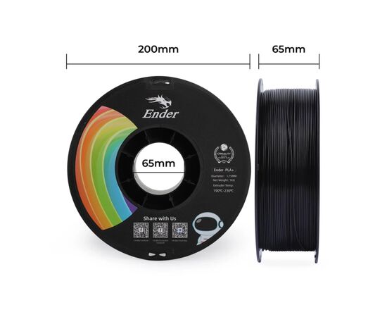 Пластик для 3D-принтера Creality PLA+ 1кг, 1.75мм, black (3301010306), изображение 7