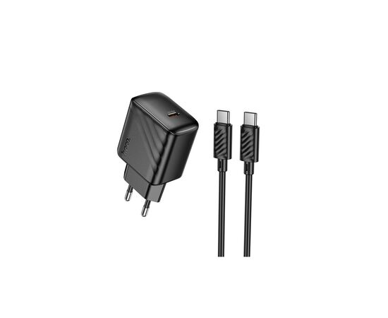 Зарядний пристрій HOCO CS24A USB-C PD25W + cable USB-C to USB-C black (6942007639774)