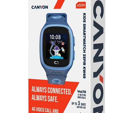 Смарт-часы Canyon ZEFIR KW-49 E-SIM 4G GPS Blue Дитячий смарт-годинник (CNE-KW49BL), изображение 7