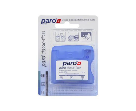 Зубна нитка Paro Swiss classic-floss вощена з м'ятою і фторидом 50 м (7610458017661), зображення 2