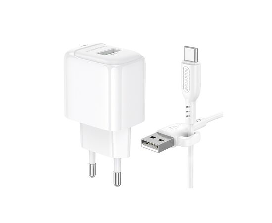 Зарядний пристрій BOROFONE 1xUSB QC3.0 18W + cable UAB-A to USB-C BAS42A white (6941991113802), зображення 3