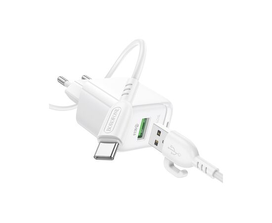 Зарядний пристрій BOROFONE 1xUSB QC3.0 18W + cable UAB-A to USB-C BAS42A white (6941991113802), зображення 4