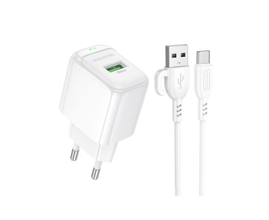 Зарядний пристрій BOROFONE 1xUSB QC3.0 18W + cable UAB-A to USB-C BAS42A white (6941991113802)