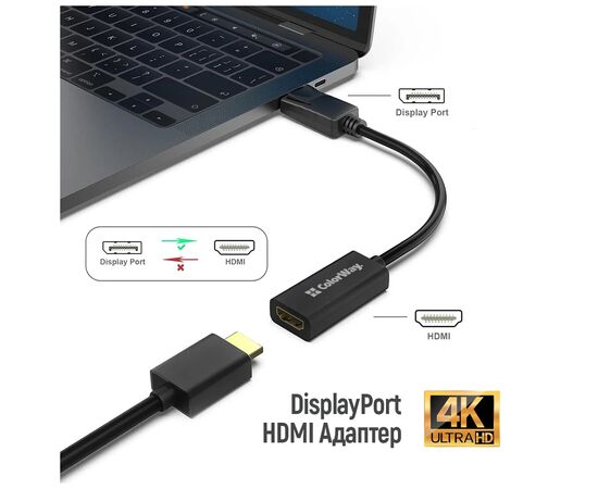Перехідник HDMI F to DisplayPort M 4K30Hz black ColorWay (CW-AD-DPHD), зображення 6