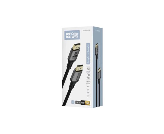 Кабель мультимедійний DisplayPort M to DisplayPort M 1.5m V2.1 16K black ColorWay (CW-CBDP091-BK), зображення 5