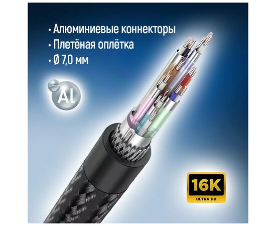 Кабель мультимедійний DisplayPort M to DisplayPort M 3.0m V2.1 16K black ColorWay (CW-CBDP092-BK), зображення 12
