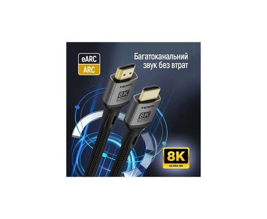 Кабель мультимедийный HDMI M to HDMI M 2.0m V2.1 8K black ColorWay (CW-CBHD088-BK), изображение 11