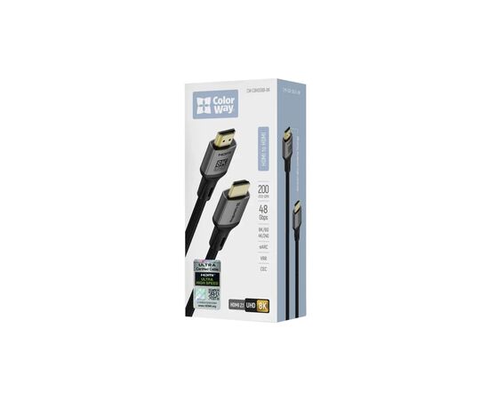 Кабель мультимедийный HDMI M to HDMI M 2.0m V2.1 8K black ColorWay (CW-CBHD088-BK), изображение 6