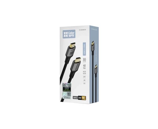 Кабель мультимедійний HDMI M to HDMI M 3.0m V2.1 8K black ColorWay (CW-CBHD089-BK), зображення 6