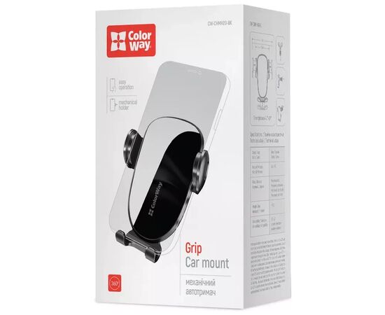 Універсальний автотримач ColorWay Grip Holder Black (CW-CHMH20-BK), зображення 5