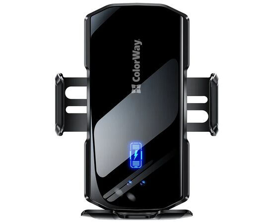 Универсальный автодержатель ColorWay FlameGrip, автозажим, Wireless Charger 15W Black (CW-CHAW070Q-BK), изображение 3