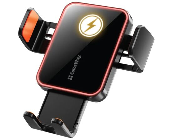 Універсальний автотримач ColorWay Ultra-mini. автозажим, Wireless Charger 15W Black (CW-CHAW069Q-BK), зображення 2