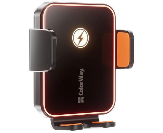 Універсальний автотримач ColorWay Ultra-mini. автозажим, Wireless Charger 15W Black (CW-CHAW069Q-BK), зображення 3