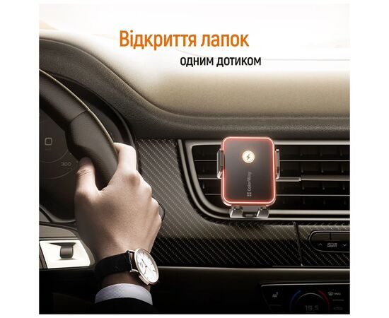 Універсальний автотримач ColorWay Ultra-mini. автозажим, Wireless Charger 15W Black (CW-CHAW069Q-BK), зображення 7